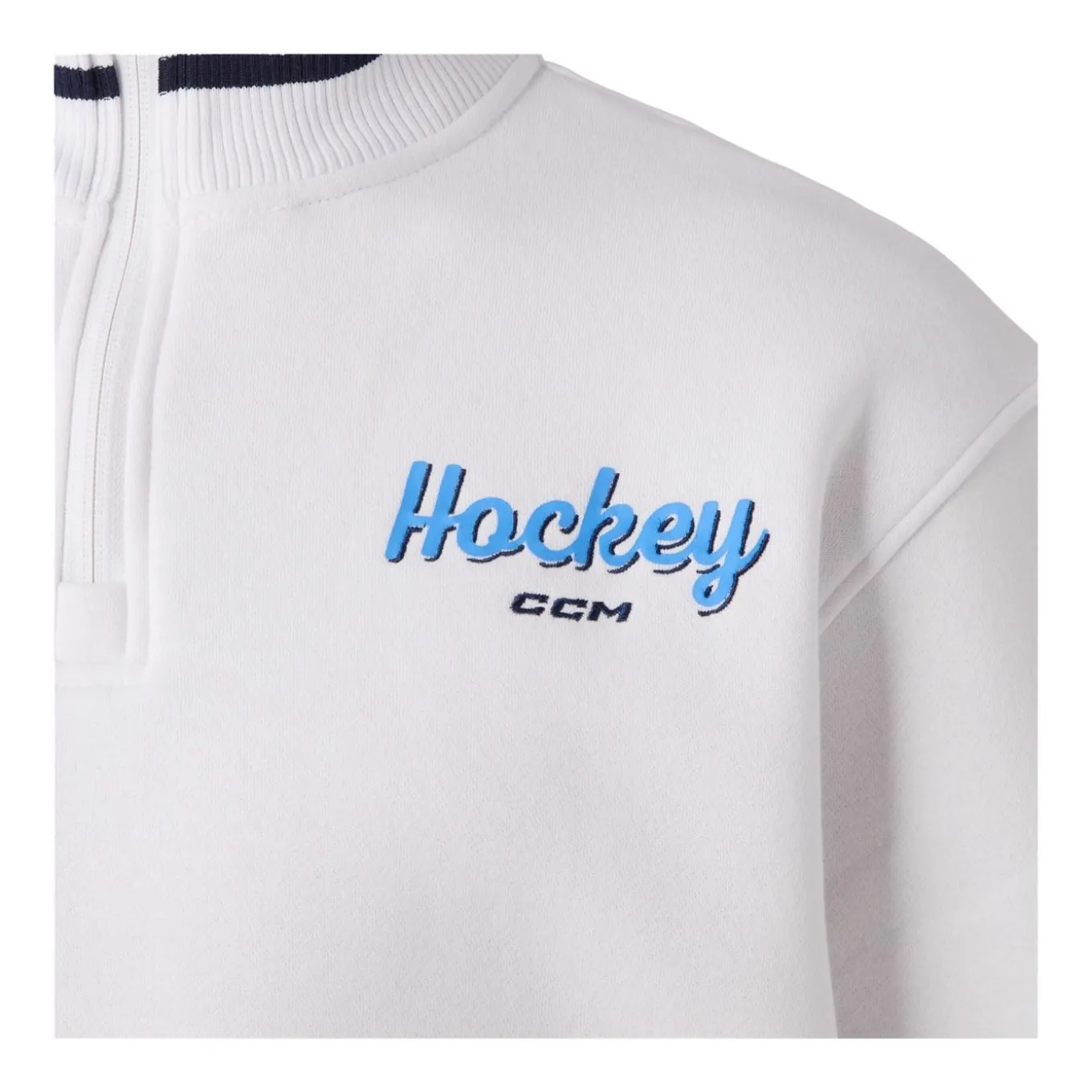 CCM Tröja Stripe Quarter Zip Sr White