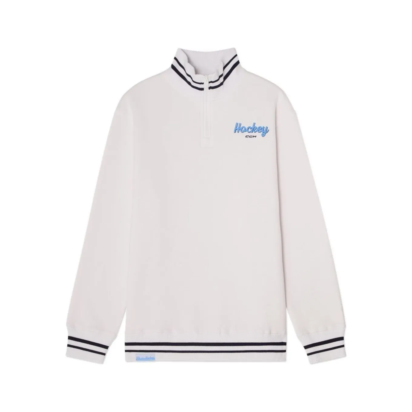 CCM Tröja Stripe Quarter Zip Sr White